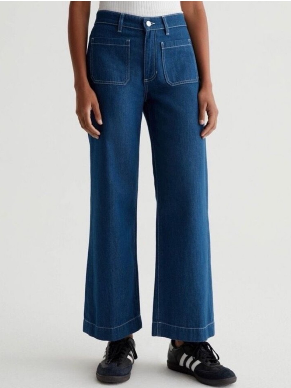 AG Jeans Kassie High-Rise Wide Leg Crop Jeans Size 27 Dark Wash Denim